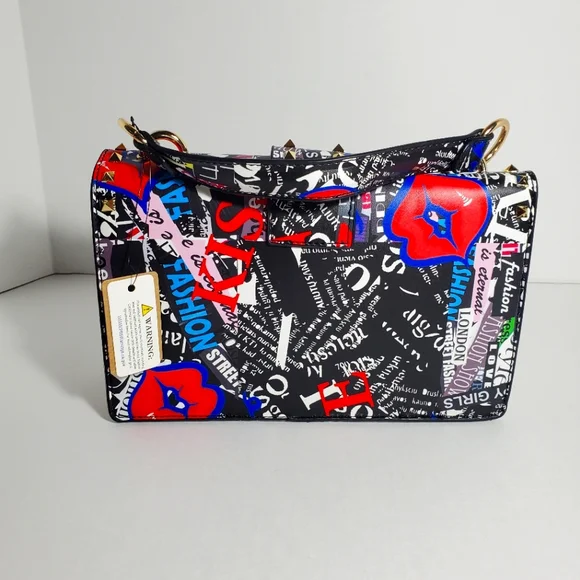 Graffiti print spike clutch - Picture 3 of 4